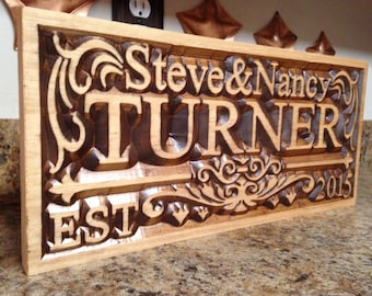 Bridal Shower Gift | Personalized Wedding Gift Last Name Established Sign Anniversary Gift Engagement Gifts Valentines Day Gift | Wood Sign