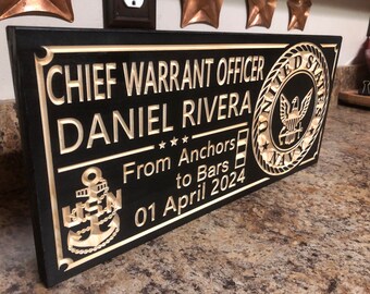 Chief Warrant Officer Navy Commissioning Gift Military Plaque Retired Enlisted Army Navy Marines From Anchors to Bars CWO