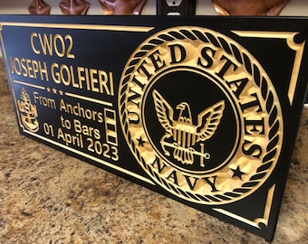 Senior Chief Warrant Officer Navy Commissioning Gift Military Plaque Retired Enlisted Army Navy Marines From Anchors to Bars CWO2