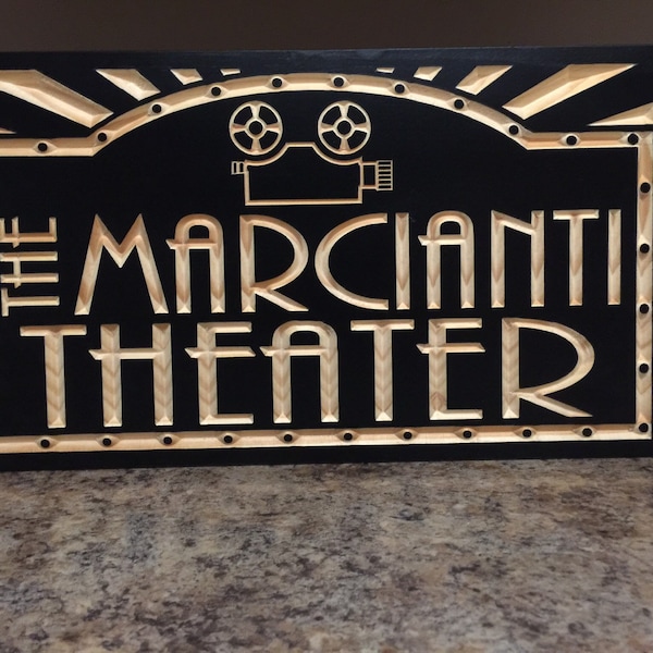 Custom Home Theater and Lounge Sign, Personalized Movie Theater Room Decor, Boyfriend Gift, Man Cave, Basement, Gift for Couple, Game Room