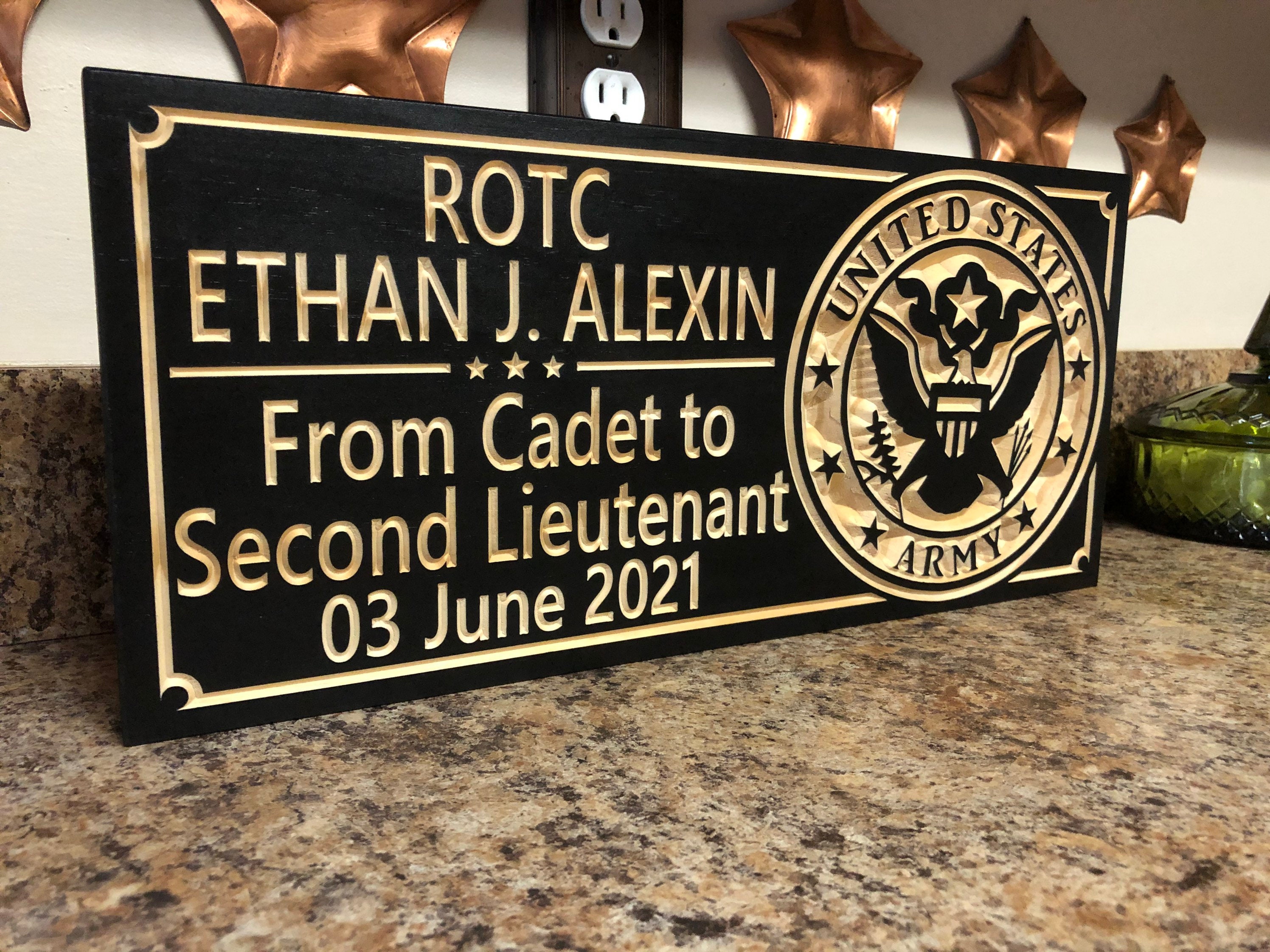 Army ROTC Commissioning Gift Military Plaque Cadet to Second Lieutenant ...