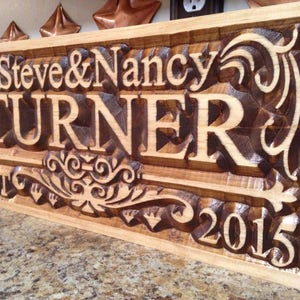 Wedding Gift, Anniversary Gift, Custom Personalized Family Name Sign, Man Cave Decor, Established Date Sign, Gift for Couple, Wood Plaque