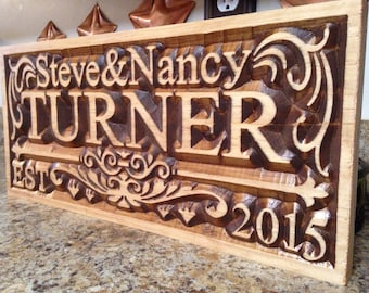 Personalized Gift for Couple Wedding Anniversary Custom  Family Name Sign Couples Gift Established Date Wood Plaque