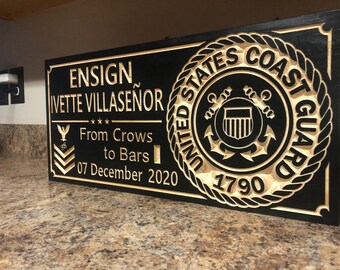 Coast Guard Commissioning Gift Military Plaque Retired Enlisted Army Navy Marines From Crows to Bars Electronics Technician (ET)