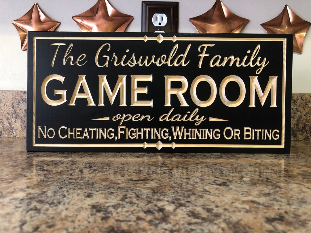 Personalized Game Room Sign Custom Family Game Room Sign Last Name Sign