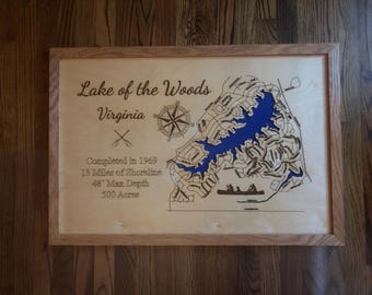 LOW Lake of the Woods Virginia Lake Laser Cut Art Virginia Lake House Art Work