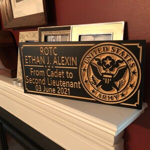 Army ROTC Commissioning Gift Military Plaque Cadet to Second Lieutenant ...