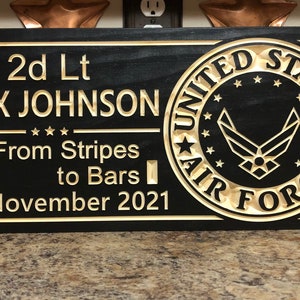 Air Force Commissioning Gift Military Plaque Retired Enlisted Army Navy Marines Stripes to Bars MSgt