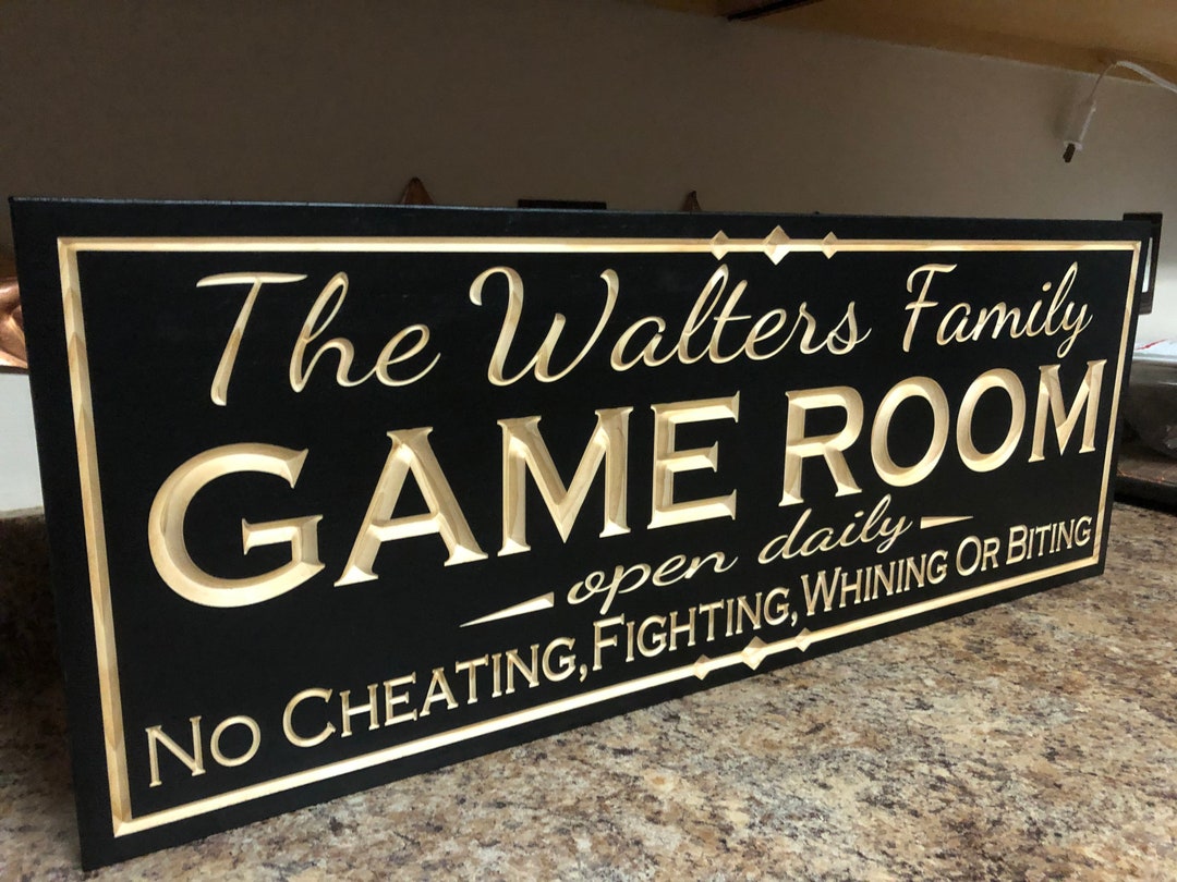 Personalized Game Room Sign Custom Family Game Room Sign Last Name Sign