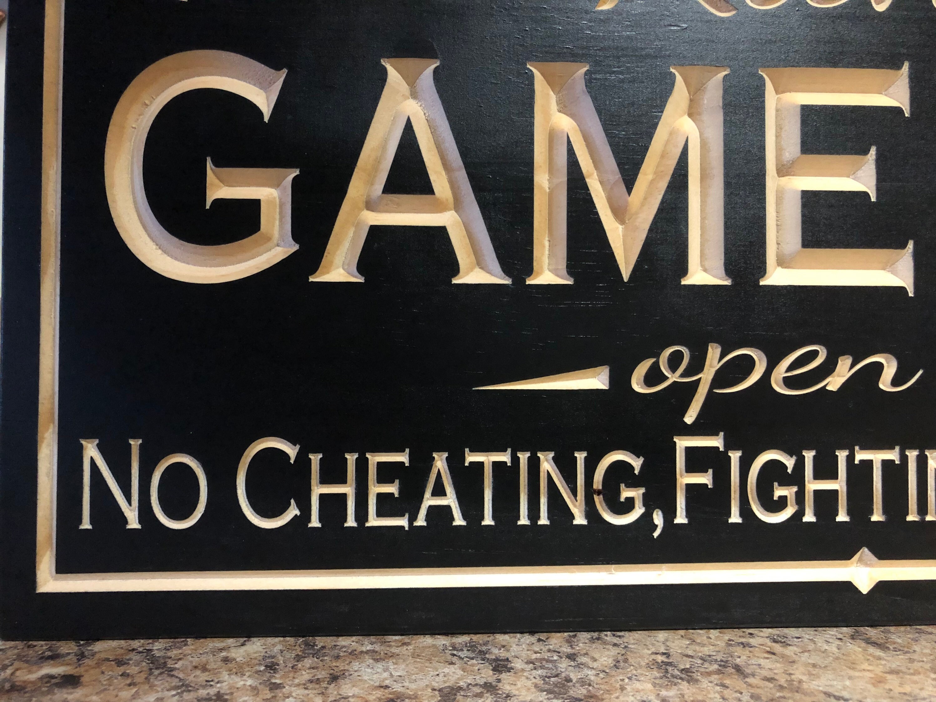 Personalized Family Game Room Sign, CNC Engraved Pine Wood - Etsy