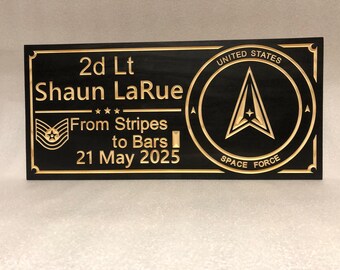 Space Force Commission Gift Military Plaque Retired Enlisted Army Navy Marines Stripes to Bars TSgt