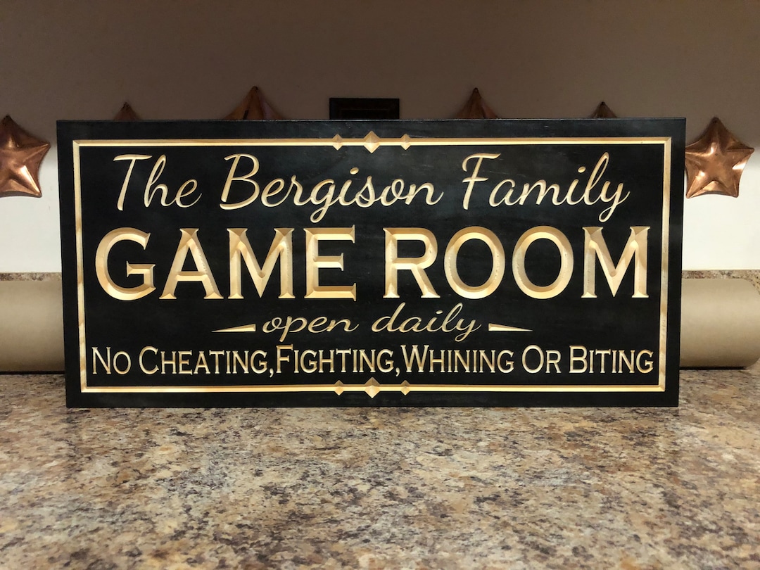 Personalized Game Room Sign Custom Family Game Room Sign Last Etsy