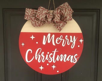 Front Door Merry Christmas Sign, Front Door Decor, Welcome Sign, Front Door Wreath, Welcome Door Hanger Year Round Door Hanger