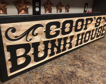 Man Cave Old West Bunk House Sign Sign Brew House Rustic Bar Sign Father's Day Gift Husband Boyfriend Gift Custom Home Bar Sign Rustic Wood