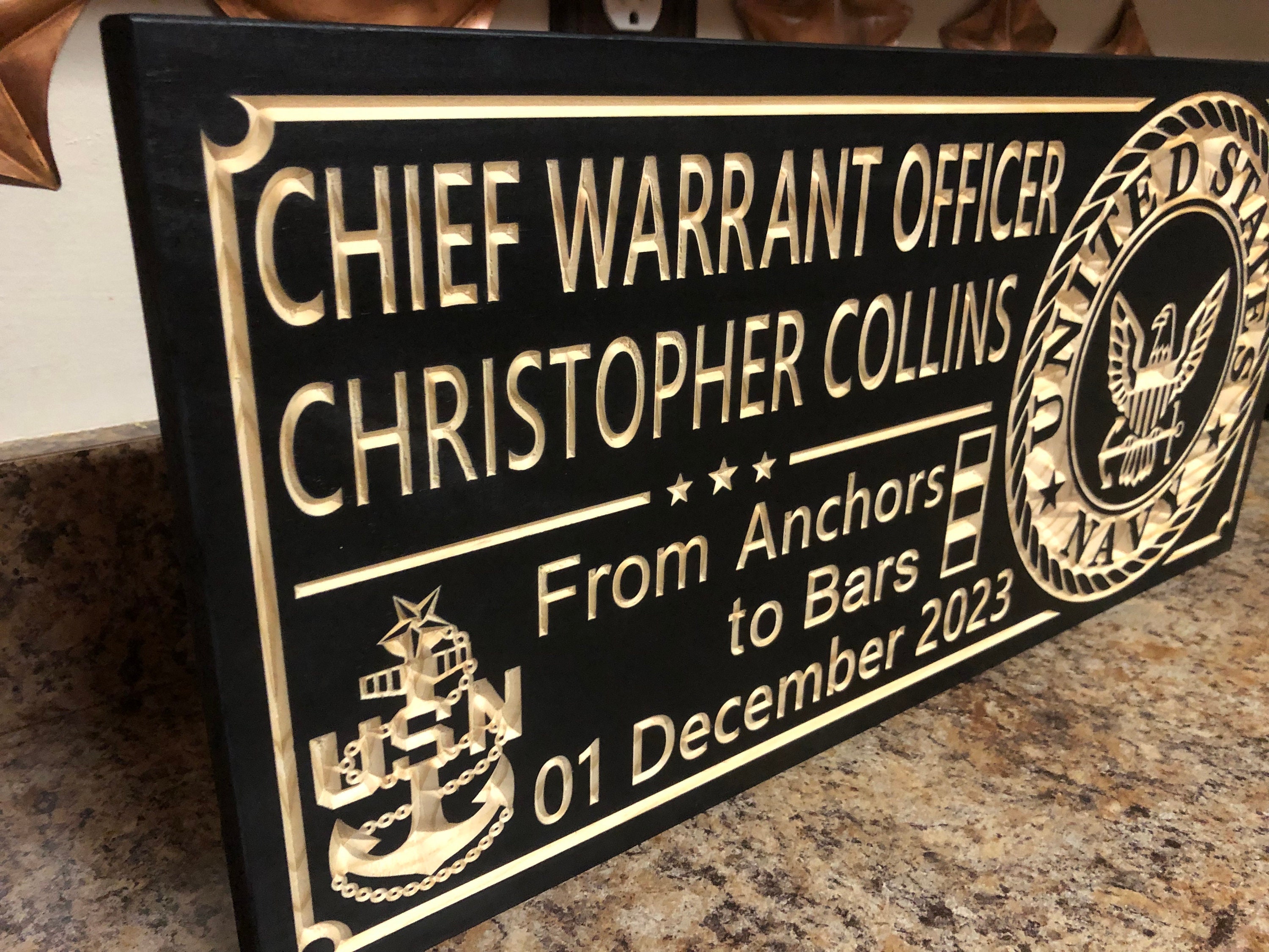Uscg Cwo2 Bar Senior Chief Warrant Officer Navy Commissioning Gift Military Plaque ...