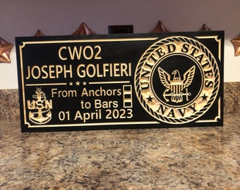 Senior Chief Warrant Officer Navy Commissioning Gift Military Plaque Retired Enlisted Army Navy Marines From Anchors to Bars CWO2