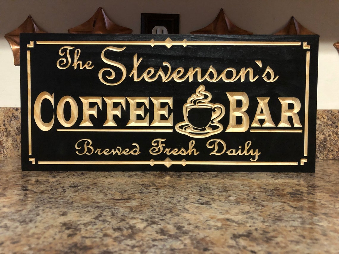 Personalized Coffee Bar Sign Cappuccino Decaf Coffee Been Etsy