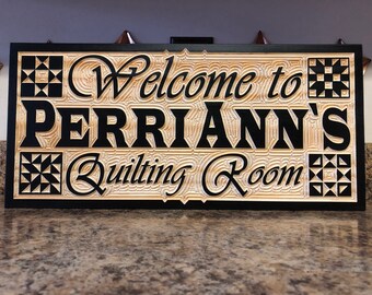 Custom Sewing Room Sign Personalized Sewing and Quilting Signs Wood Name Sign Craft Quilt Sew Studio Corner Birthday Gift for Grandma Mom