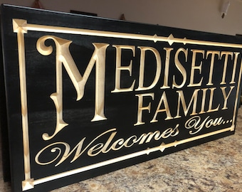 Last Name Welcome Sign,Gift for Him Her, Wedding Gift, Anniversary Gift, Custom Personalized Family Name Sign, Gift for Couple, Wood Plaque