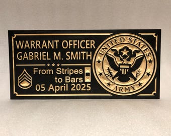 Personalized Warrant Officer Engraved Wood Plaque, Army Retirement Gift