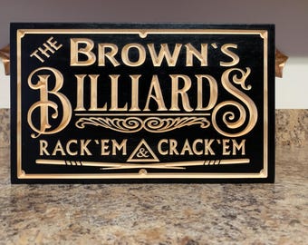 Personalized Billiards Room Sign, Custom Pool Hall Decor, Billiards Name Wall Art, Man Cave