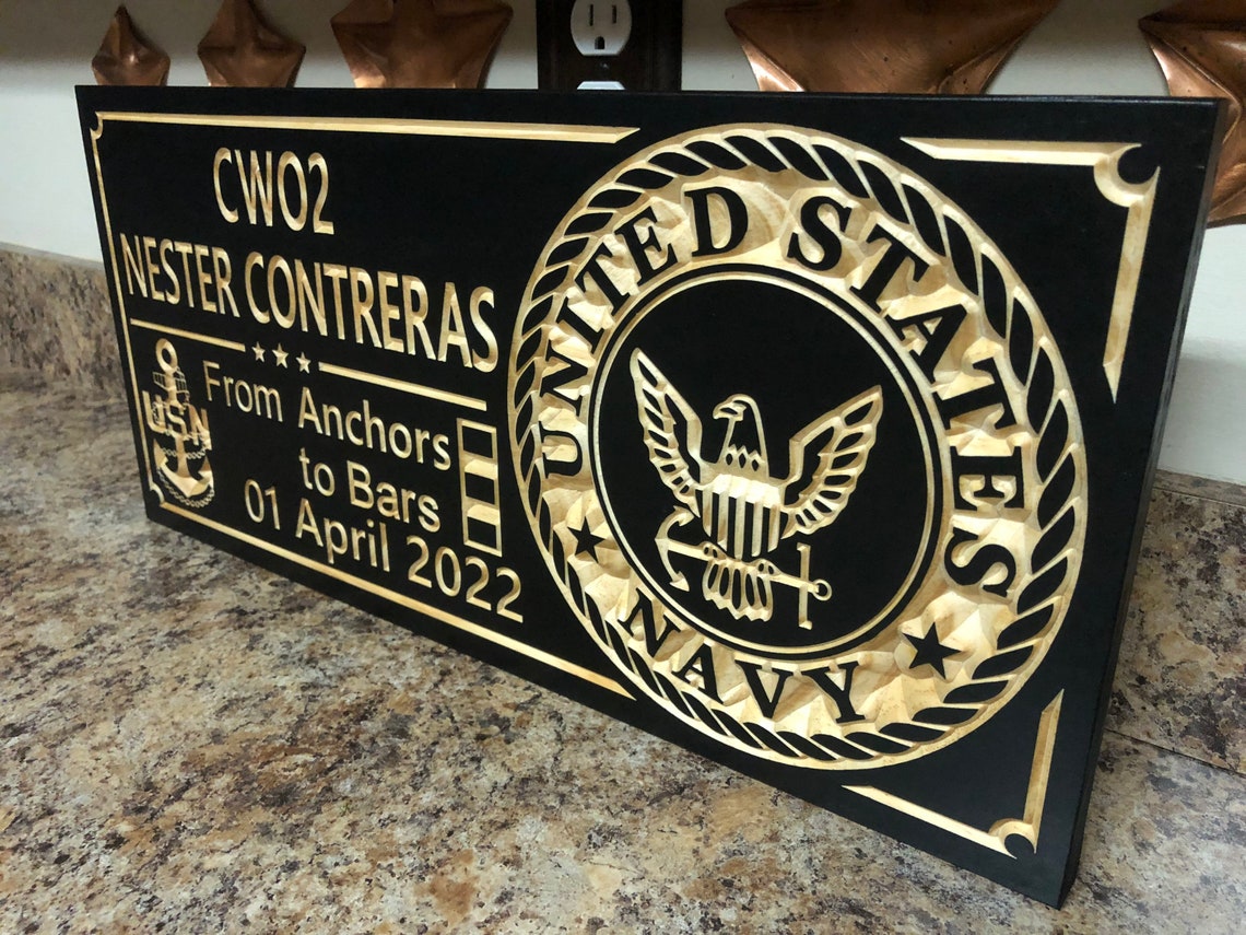 Uscg Cwo2 Bar Chief Warrant Officer Navy Commissioning Gift Military Plaque Retired ...