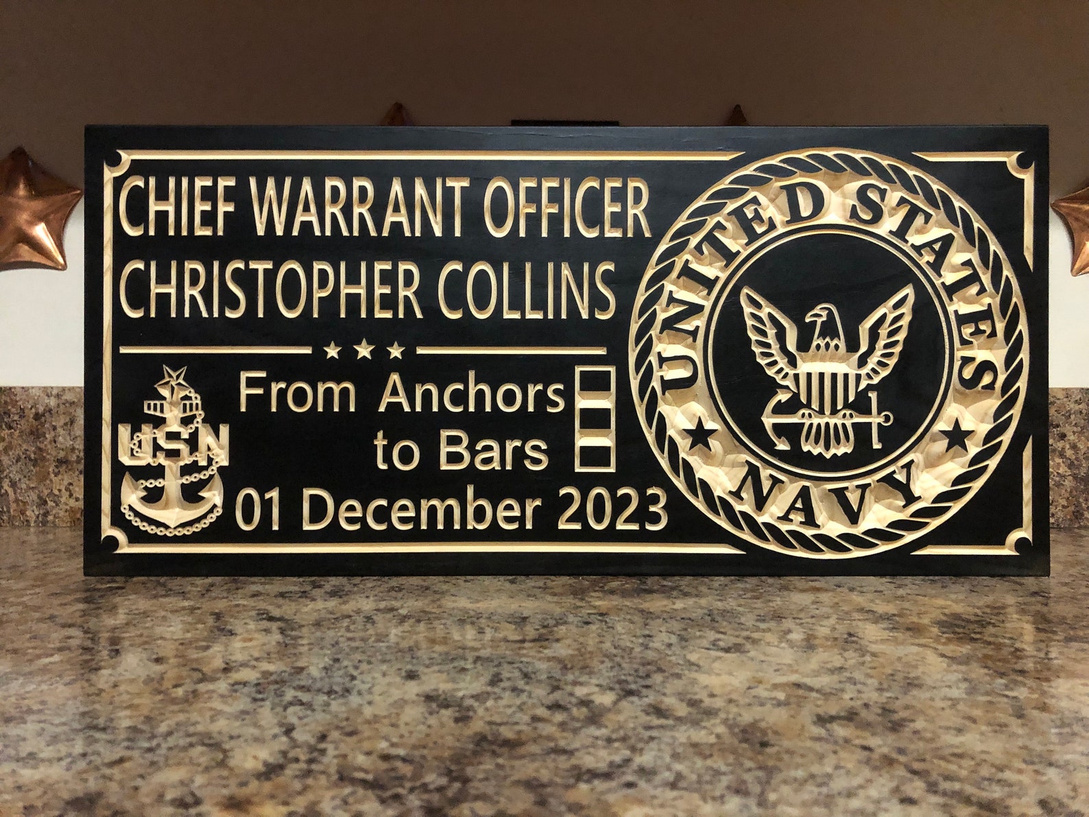 Uscg Cwo2 Bar Senior Chief Warrant Officer Navy Commissioning Gift Military Plaque ...