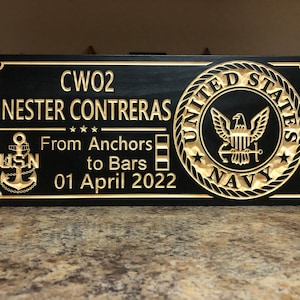 Chief Warrant Officer Navy Commissioning Gift Military Plaque Retired Enlisted Army Navy Marines From Anchors to Bars CWO2