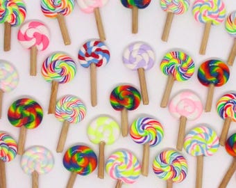 Grab bag of miniature lollipops in assorted colors - handmade polymer clay 1:6 scale dollhouse miniature food