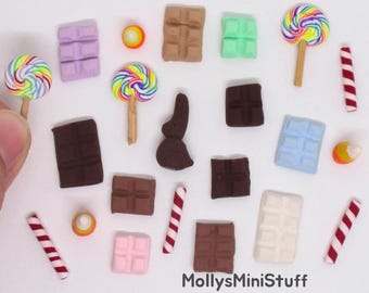 Clearance! Set of 22 mixed candies for dolls - handmade polymer clay 1:6 scale dollhouse miniature food grab bag