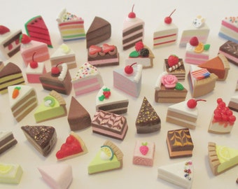 Grab bag of assorted miniature cake and pie slices handmade polymer clay dollhouse miniatures