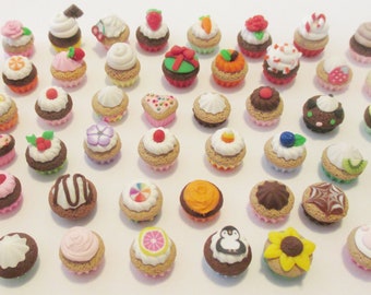 Grab bag of mini assorted cupcakes polymer clay handmade dollhouse miniature food