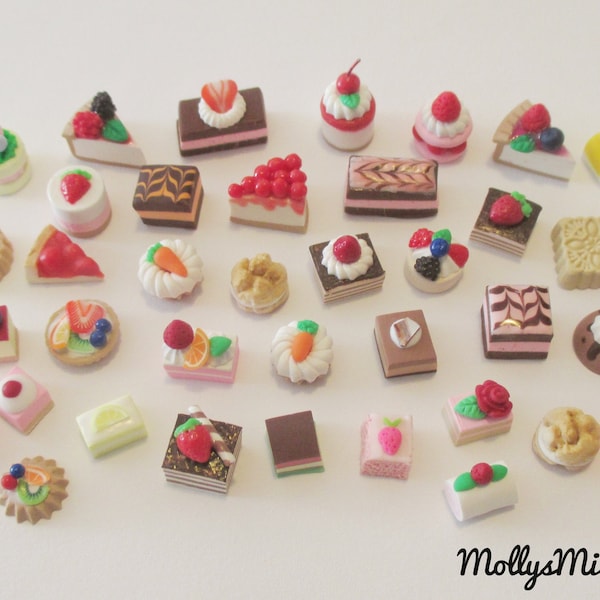 Grab bag of assorted miniature fancy pastries handmade polymer clay dollhouse miniatures