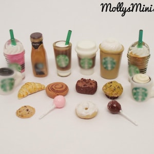 Miniature coffee and bakery item handmade 1:6 scale dollhouse miniature food set