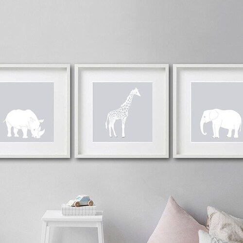 Baby Animal Framed Art Framed Nursery Prints Safari Etsy