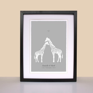 Giraffe couple personalised print