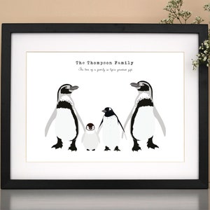 Penguin family personalised print