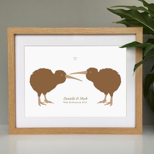 Kiwi bird personalised couple print