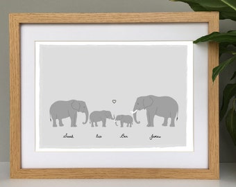 Elephant family print
