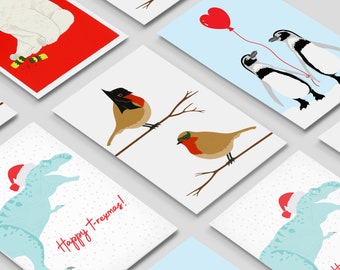 Animal Christmas cards - pack of 4, 8 or 12