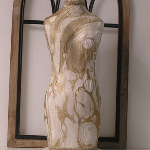 Jewelry Display Mannequin Bust White & Gold Marbleized Paper Finish 19inches FREE SHIPPING