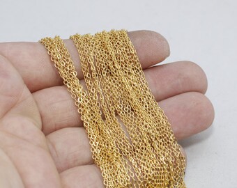 Shiny Gold Plated Rolo Chain (1.5x2mm), 16.5 Feet, BXB44