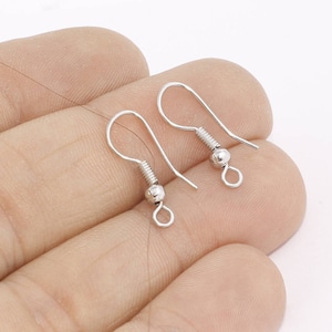 26 Pcs 8x15mm Rhodium Plated Earring Hook, Silver Ear Wires, Fish Hooks, French Hook Earrings, Earrings, Silver Plated Findings, CMR95