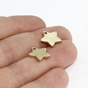 3 Pcs 13x14mm Raw Brass Star, Star Pendant, Stamping Tag, Star Charms, Necklace Charms, Dainty Charm, Raw Brass Findings, HS, EYM14