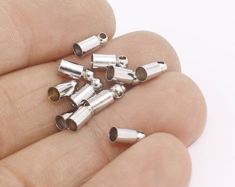 10 Pcs Inner Size 3,5mm Rhodium Bead Caps, Cord End, Cord Tip, Tassel End Caps, Round End Cap, Silver Plated Findings, FEC, AE192
