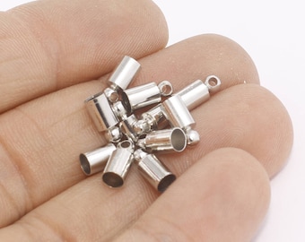 Rhodium Plated Brass Cord End Caps, 3.5mm Inner Size, Jewelry Findings, FEC, AE192