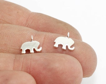 8x10mm Silver Plated Elephant Charm, Tiny Elephant Charm, Elephant Pendant, Dainty Charms, Silver Plated Findings, Charms, AG52