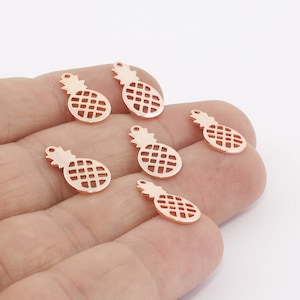5 Pcs 18x16mm Rose Gold Plated Pineapple Charms, Pineapple Necklace, Pineapple Pendant, Pineapple Bracelet, Gold Plated Findings, ROSE631