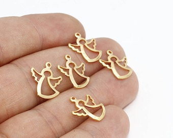 12 x 14 mm vergulde engel bedel, engel hanger, armband engel bedels, ketting hanger, sieraden benodigdheden, vergulde bevindingen, MTE101