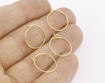 15mm 24k Shiny Gold Earring Hoops, Hoop Ear Wire, Hoop Earrings, Earring Settings, Large Hoop Earrings, Gold Plated Earrings, HES, EAR1